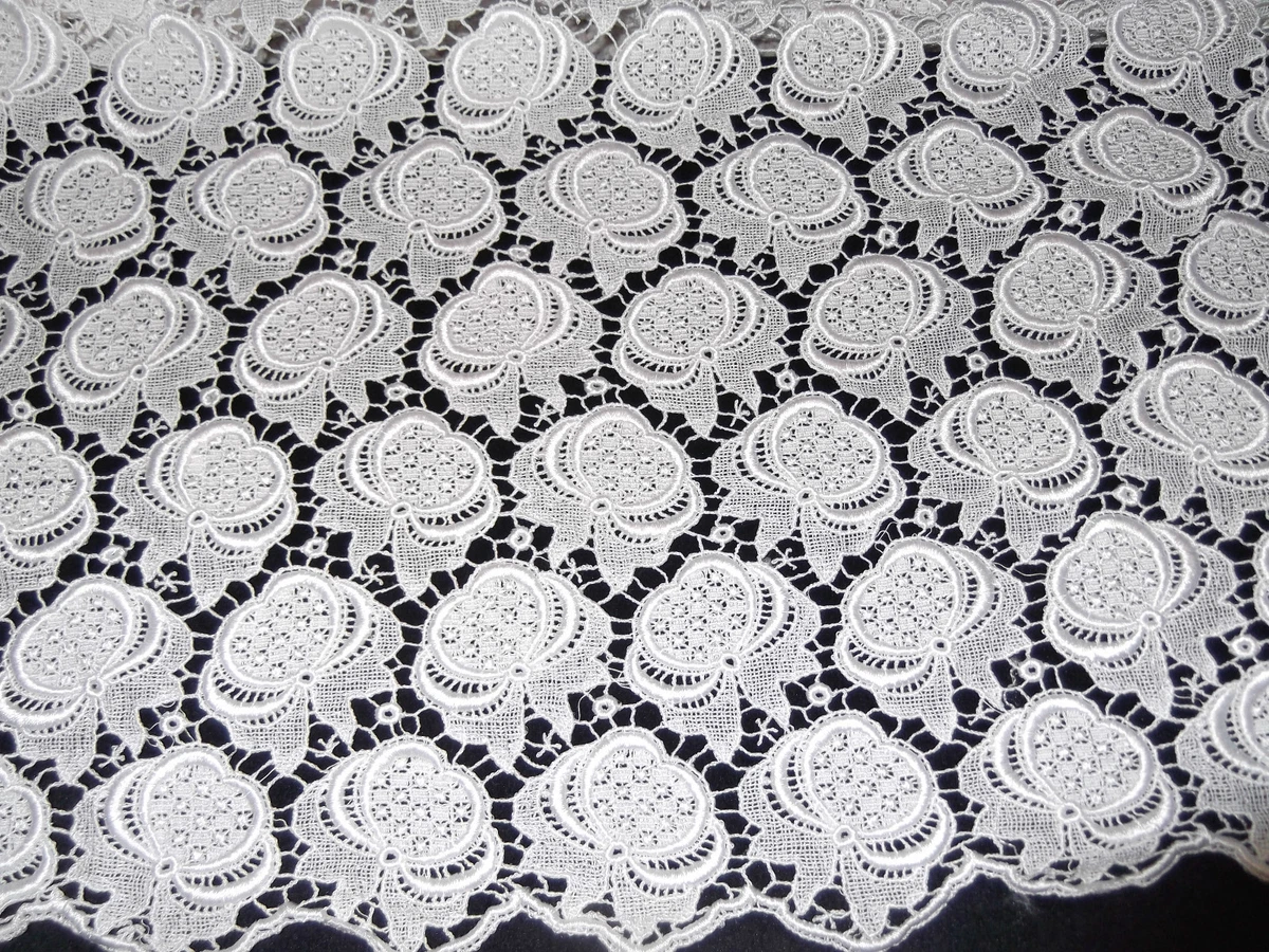 Borde Festoneado Couture Novia Heavy Guipure Encaje Tela Marfil – Por Metro, image size:1200x900