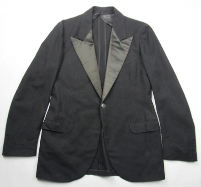 Chaqueta Esmoquin De Colección 1930 1934 Fecha Etiqueta NRA 38R Cena Noche Pico Solapa Satén Foto 1 de 4