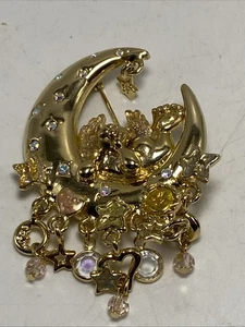 Broche colgante de cristal Kirks Folly Querubín Oso Ángel Luna Media Luna AB de colección B14B - Imagen 1 de 20