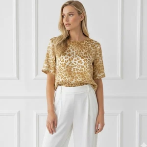 ESCADA Vintage Silk Animal Leopard Print Blouse Women's Size 42 US Large / 12 - Picture 1 of 14