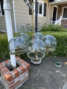 MCM MID CENTURY MODERN Gaetano Sciolari Lightolier Smoked Glass Gold Chandalier - Picture 1 of 12