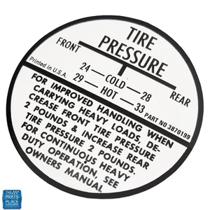 1964-72 Tire Pressure Decal DC0297 Each - Picture 1 of 1