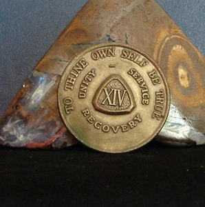 Rare Alcoholics Anonymous Vintage 14 Year BSP Medallion Chip Coin Token - Picture 1 of 2
