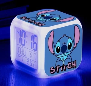 Disney Lilo & Stitch Alarm Clock Digital Clock with Temperature LED Night Light, - Picture 1 of 2