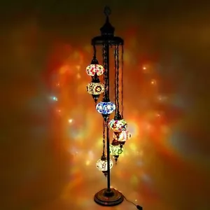 Lámpara de Piso Turca Luz Hecha a Mano Colorido Mosaico 7 Globo Grande con Bombillas LED - Imagen 1 de 7