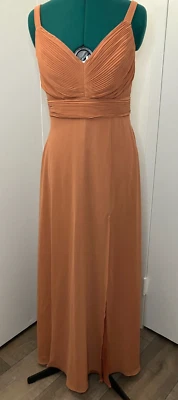 Birdy Grey Sz L Orange Formal Bridesmaid Dress Wedding Terracotta w/ Pockets - Image 1 of 4
