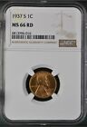 1937-S 1C RD Lincoln Wheat One Cent NGC MS66RD   6813996-016