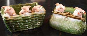 SET 2 Antique Hand Painted SUPERB Porcelain Figurines FAIRING PIGS Germany EXC - Bild 1 von 24