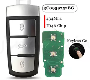 Keyless Go Remote Car Key Fob 433Mhz ID46 PCF7936 Chip 3C0959752BG For Volkswage - Picture 1 of 6