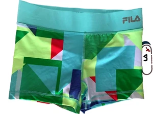 NEW! FILA [XS] Women's PERFORMANCE Run/Yoga/Tennis Shorts-Geo/Aqua - Picture 1 of 2