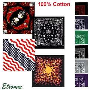 1-2Pcs Bandana 100% Cotton Paisley Print Double-Sided Scarf Head Neck Face Mask - Picture 1 of 41