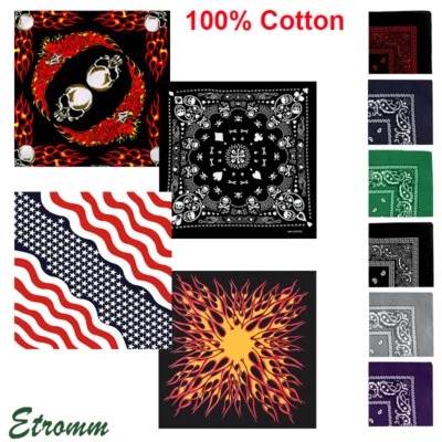 1-2Pcs Bandana 100% Cotton Paisley Print Double-Sided Scarf Head Neck Face Mask - Image 1 of 4