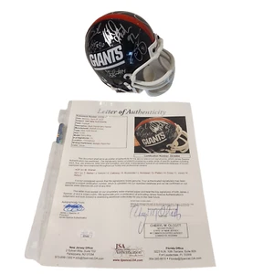 1997 NY Giants Mini Casco 11 Auto Firme JSA COA LOA Strahan Barber Sehorn - Foto 1 di 9