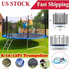 8/10/12 FT Kids Trampoline With Enclosure Net Jumping Mat & Spring Cover Padding