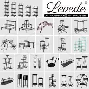 Levede Plant Stand Outdoor Indoor Metal Flower Pots Rack Corner Planter Shelf - Picture 1 of 1,064