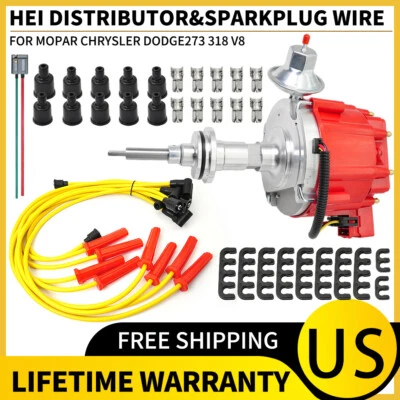MAS HEI Distributor &SparkPlug Wire& Free Pig Tail for Chrysler Dodge 273 - Image 1 of 4