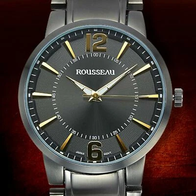NUEVO Reloj Rousseau 9413 Para Hombre Flury Glory Banda GUNMETAL 44mm Dorado Esfera Negra Foto 1 de 3
