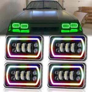 4X6" RGB LED Headlights Sealed Hi/Low Beam For 81-1987 Chevy C10 Pickup Truck - Picture 1 of 10