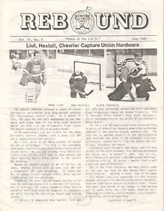 IGU International Goaltender's Union Jul 1987 Rebote revista Mike Liut - Imagen 1 de 1