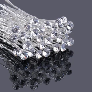 40 Stck. x 8 mm Kristall Strass Haarnadeln Braut Hochzeit Abschlussball Party - Bild 1 von 1