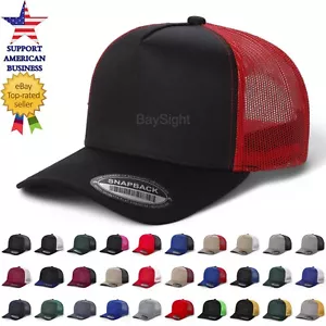 Snapback Hat Cotton Trucker Mesh Solid Adjustable Size Mens Baseball Cap Visor - Picture 1 of 47