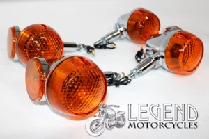 Suzuki GT750 Set Of 4 Indicators Excellent Chrome Blinkers Winkers D4-08 - Picture 1 of 5