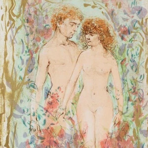 The First Couple" Limited Edition Lithograph by Edna Hibe numbered, signed w/COA - Picture 1 of 2