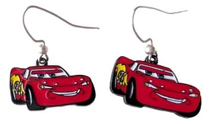 Cars Movie Lightning McQueen Character 1" Wide Metal Enamel French Wire Earring - Picture 1 of 1
