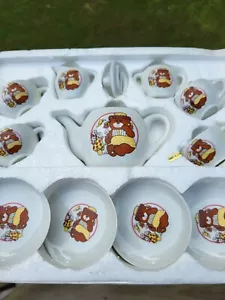12 Piece Vtg 1970's Childs Porcelain Jaymar Teddy Bear Tea Set in Box 'Sweet' - Picture 1 of 7