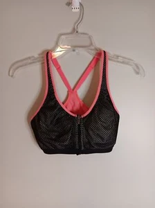 Victoria's Secret Sport Bra Mesh Front Black Pink Size 34C - Picture 1 of 6