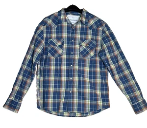 Ditch Plains Men's Shirt Sz XL Blue Plaid Pearl Snap Western Button Down - Picture 1 of 7