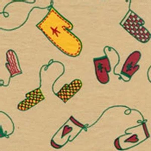 Papel de seda MITTENS de invierno sobre fondo Kraft/Tan # 210 -- 10 hojas grandes - Imagen 1 de 2