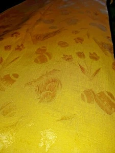 Osterhasen Eier Tulpen gelb Damast Mix Tischdecke 56" x 116" Vintage - Bild 1 von 7