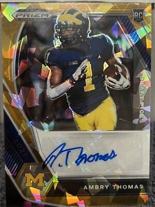 2021 Panini Prizm Draft Picks Ambry Thomas Gold Ice Rookie Auto No DPA-AMT 49ers