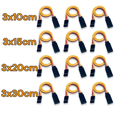 ✅ 12x 3Pin RC Servo Verlängerungskabel Buchse auf Stecker 10 15 20 30cm 26AWG JR - Bild 1 von 4