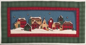 Leslie Beck ~ "Weihnachten ~ Stadt/Winternacht ~ Baumwollstoff Panel ~ 13,75"x6,75" - Bild 1 von 2