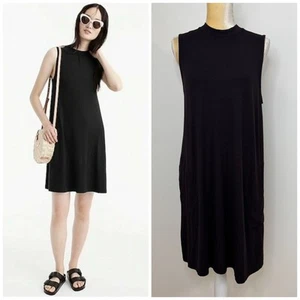 NWT J. Crew Swingy Sleeveless Shift Dress Size M Black Pockets - Picture 1 of 13