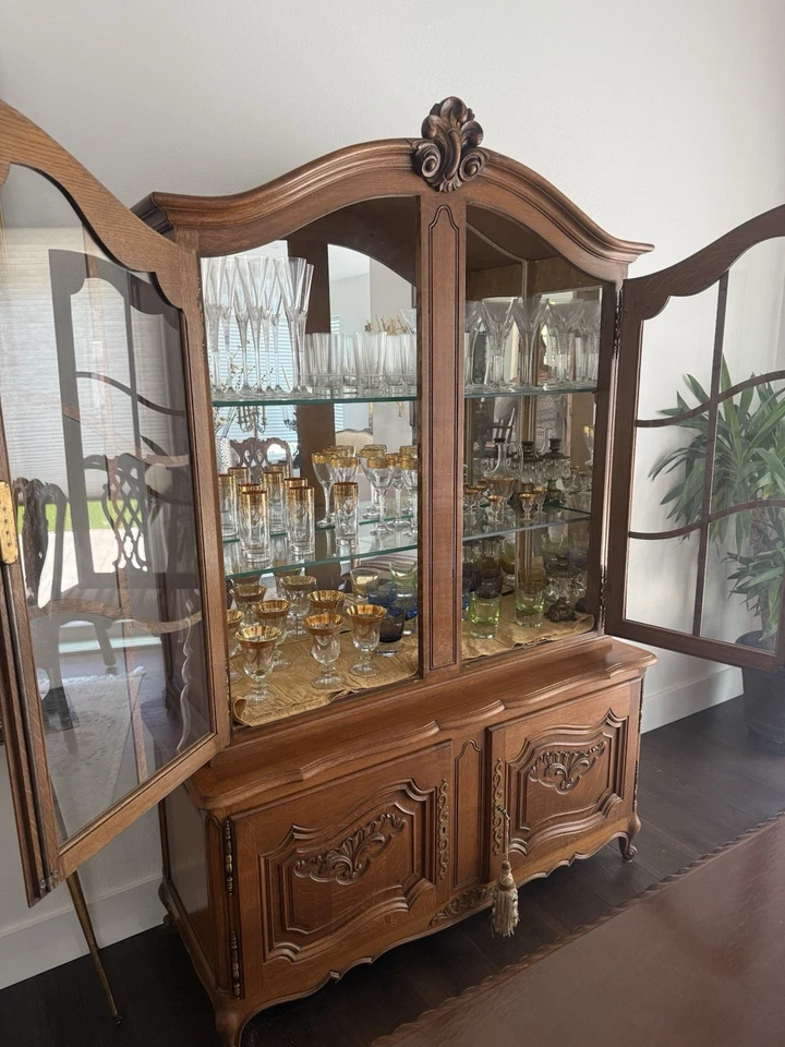 老式法国两件式中国橱柜-展示架-77x50x20 — 第 1/4 张图片