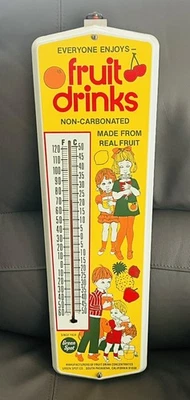 Vintage Green Spot Fruit Drinks Soda metal Advertising Thermometer Sign - Image 1 of 2