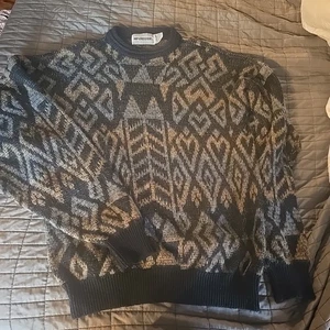 Maglione maglia girocollo vintage McGregor uomo XL taglia grande geometrico Cosby anni 90 - Foto 1 di 7
