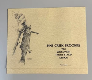 1983 Wisconsin State Trout Stamp & Print by Scott Zoellick - Picture 1 of 10