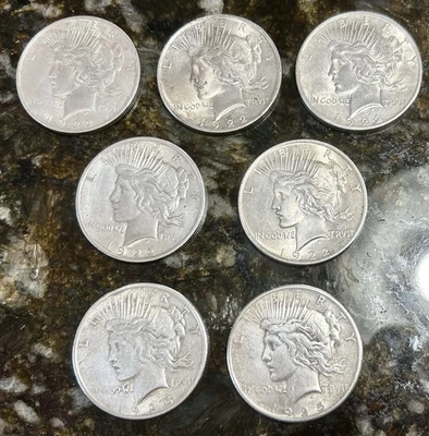 Peace Dollars 1921-1935 Lot of 5 Uncirculated 90% Sil ver Coin Mixed Year US - Image 1 of 4