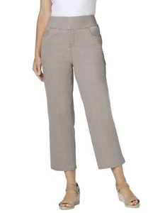 Woman Within Plus Size Pull-On  Elastic-Waist Stretch Denim Capri Jeans - Picture 1 of 31
