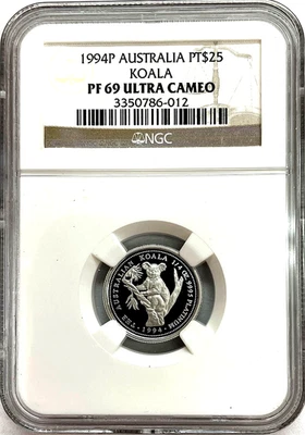 1994 PLATINUM 200 MINTED AUSTRALIA $25 DOLLAR KOALA COIN NGC PROOF 69 UC - Image 1 of 3