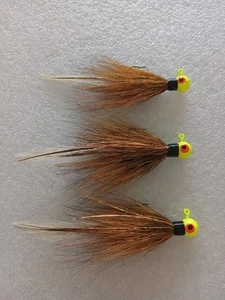 Smoo's Custom Jigs (3) 1/8 Oz. Bucktail Hair Jigs Banana *1124 - Picture 1 of 1