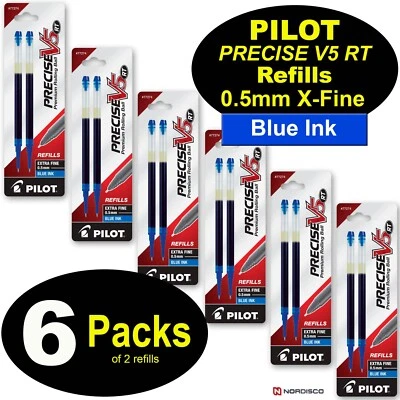 Recarga Pilot 77274 Precise V5 RT, 0,5 mm extra fina, tinta azul, 6 paquetes de 2 Foto 1 de 4