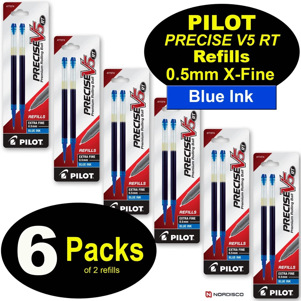 Pilot Precise V5 RT Liquid Ink Retractable Rollerball Pen Refills 0.5mm Extra