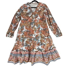 Soft Surroundings Tiered Short Dress Womens Size M Bohemian Ruffled Cotton Blend - Picture 1 of 15