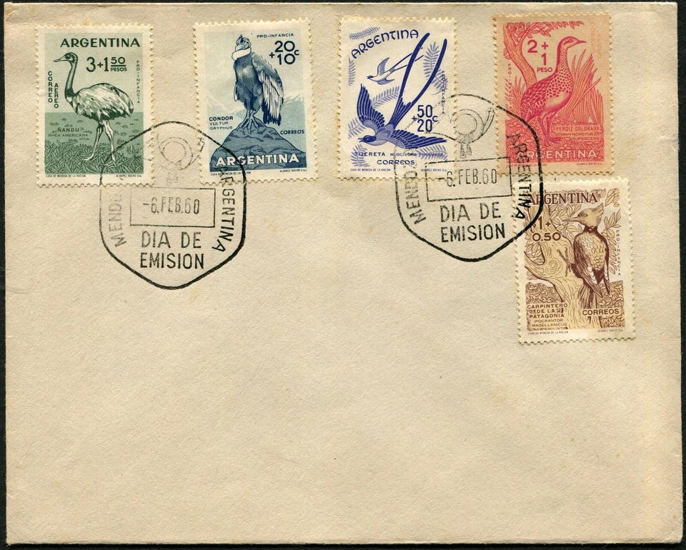 Argentina #B22-B24 #CB17-CB18 Birds Postage Airmail FDC 1960 Latin America Cover - Image 1 of 1