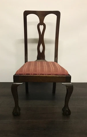 An Antique American Carved Mahogany Veneered Child's Chair Cover